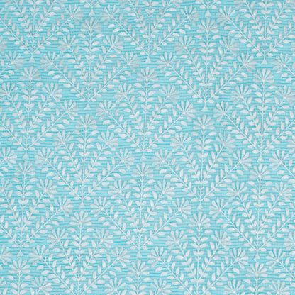 Diba Turquoise Semi Munga Kota Embroidered Fabric in Jaal Pattern