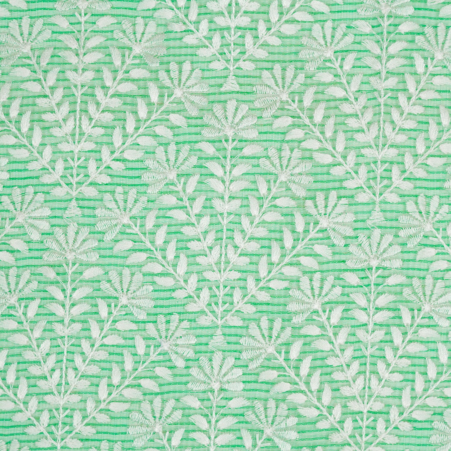 Diba Sea Green Semi Munga Kota Embroidered Fabric in Jaal Pattern