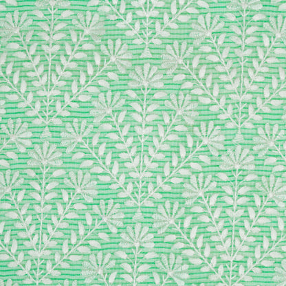 Diba Sea Green Semi Munga Kota Embroidered Fabric in Jaal Pattern