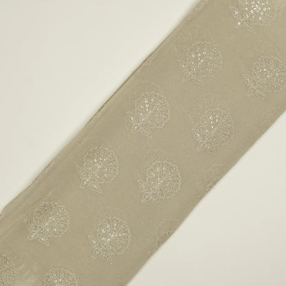 Sidra Grey Viscose Georgette Embroidered Fabric in Buta Pattern