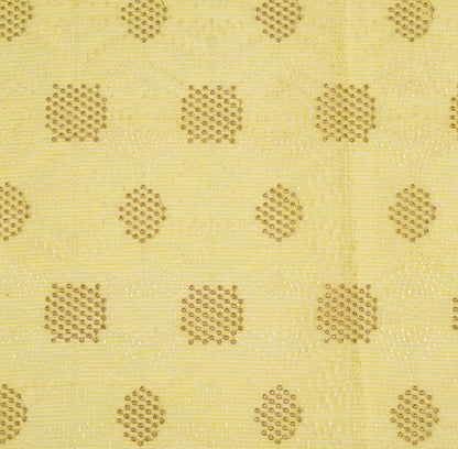 Sehrish Lemon Semi Munga Kota Embroidered Fabric in Buta Pattern