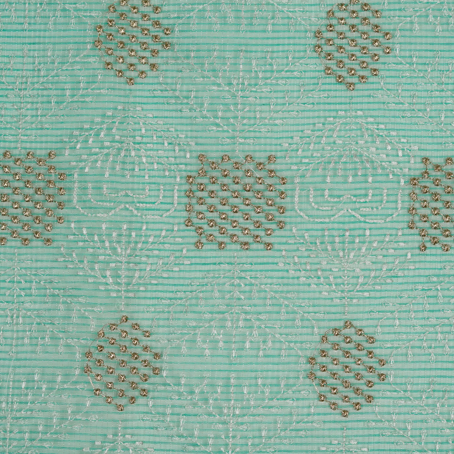 Sehrish Sea Green Semi Munga Kota Embroidered Fabric in Buta Pattern