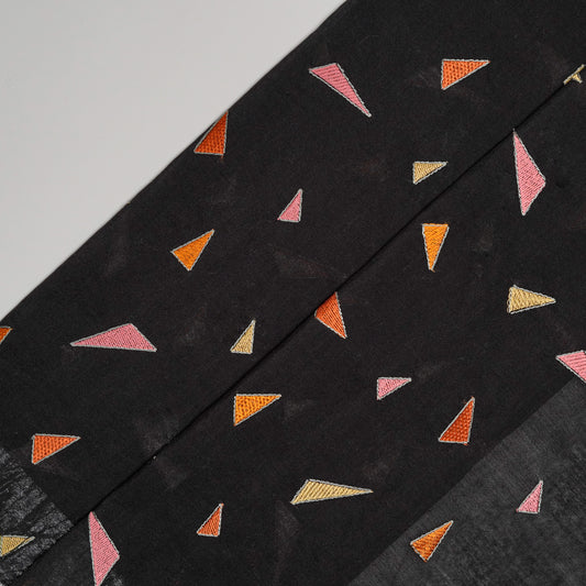 Taara Black Chanderi Embroidered Fabric in Buti Pattern