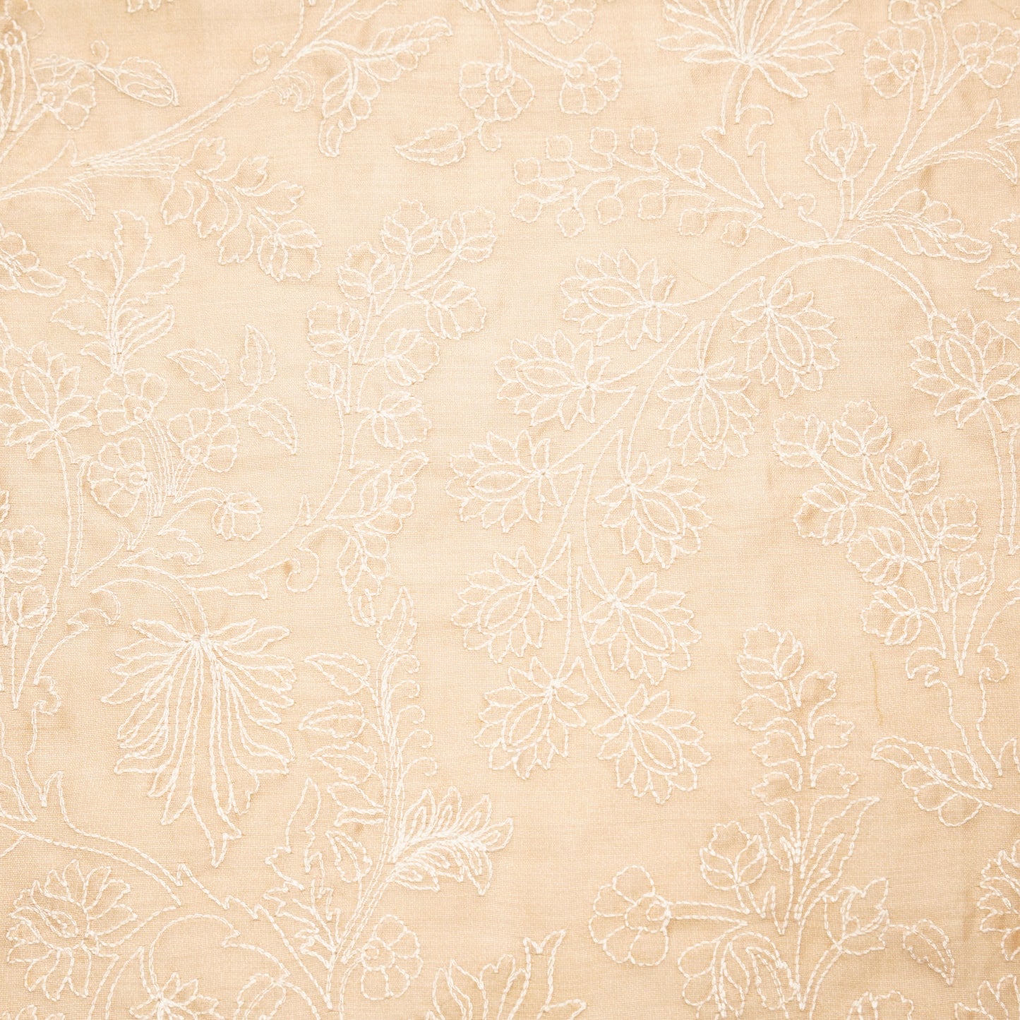 Kainaat Beige Chanderi Embroidered Fabric in Jaal Pattern