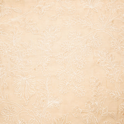 Kainaat Beige Chanderi Embroidered Fabric in Jaal Pattern