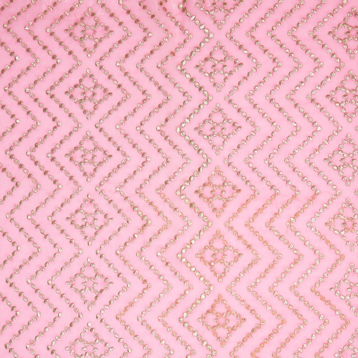 Abir Pink Viscose Georgette Embroidered Fabric in Jaal Pattern