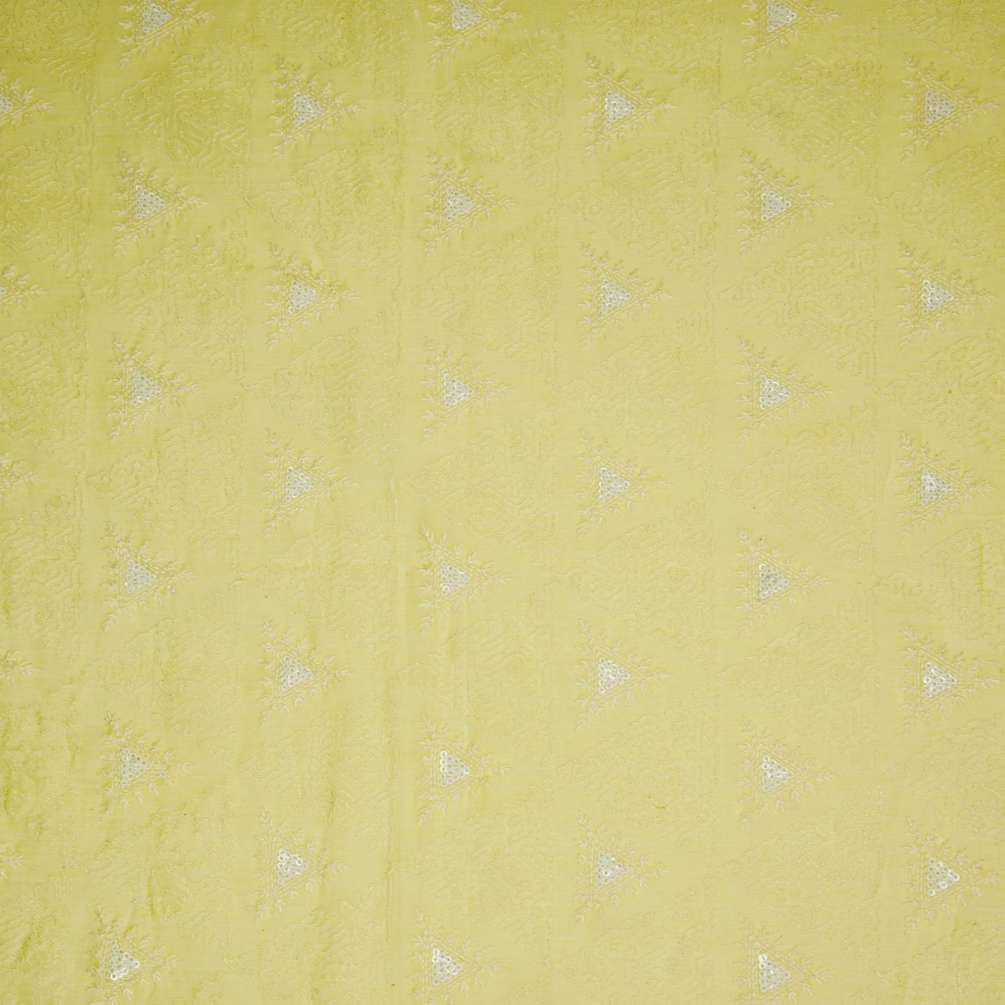 Samreen Lemon Mul Chanderi Embroidered Fabric in Buta Pattern