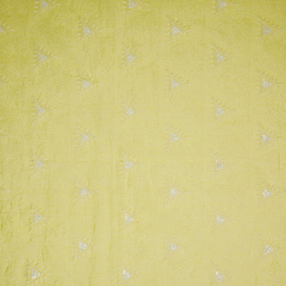 Samreen Lemon Mul Chanderi Embroidered Fabric in Buta Pattern