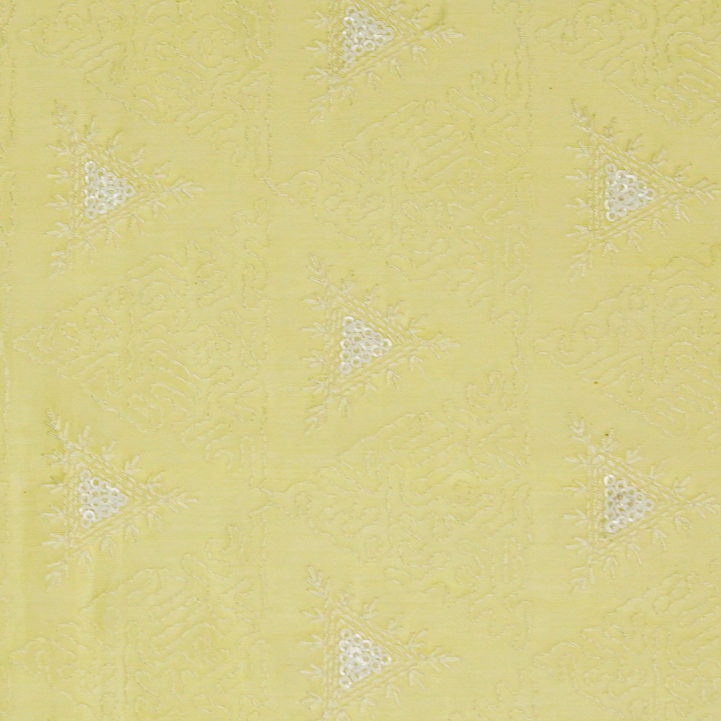 Samreen Lemon Mul Chanderi Embroidered Fabric in Buta Pattern