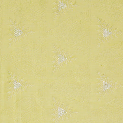 Samreen Lemon Mul Chanderi Embroidered Fabric in Buta Pattern