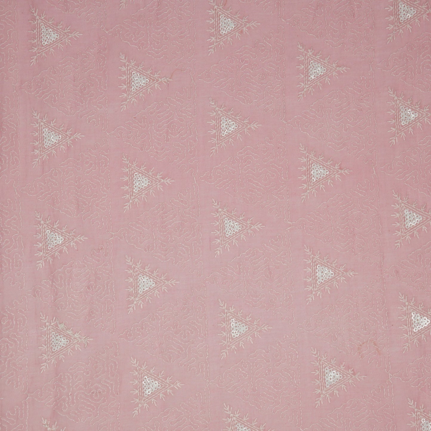 Samreen Pink Mul Chanderi Embroidered Fabric in Buta Pattern