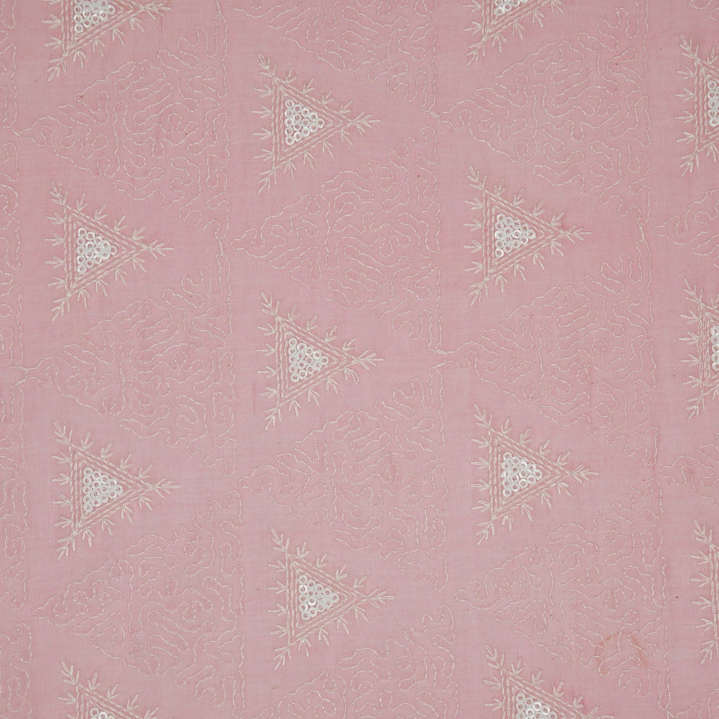 Samreen Pink Mul Chanderi Embroidered Fabric in Buta Pattern