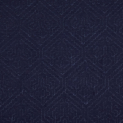 Valiga Navy Blue Chanderi Embroidered Fabric in Jaal Pattern