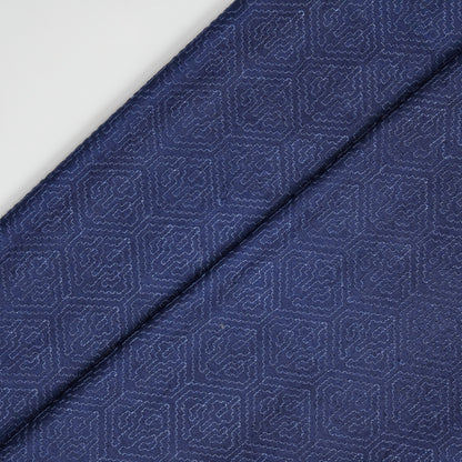 Valiga Navy Blue Chanderi Embroidered Fabric in Jaal Pattern