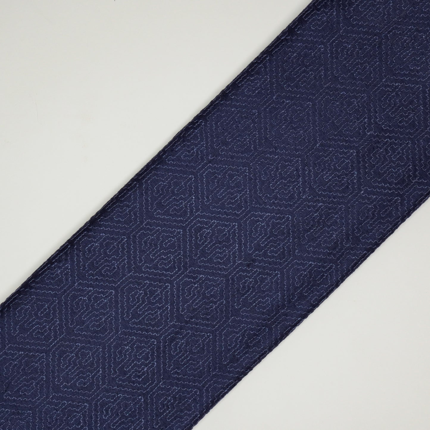 Valiga Navy Blue Chanderi Embroidered Fabric in Jaal Pattern