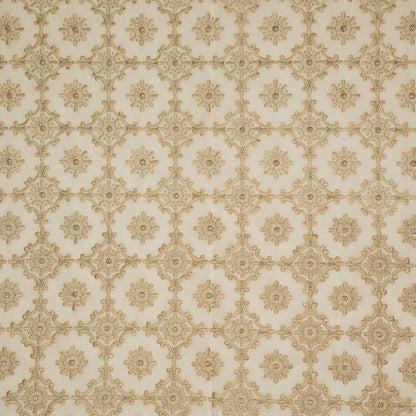 Raaiqa Beige Mul Chanderi Embroidered Fabric in Jaal Pattern