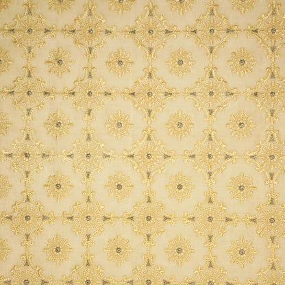 Raaiqa Mango Mul Chanderi Embroidered Fabric in Jaal Pattern