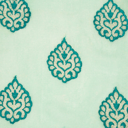 Zoya Sea Green Viscose Georgette Embroidered Fabric in Buta