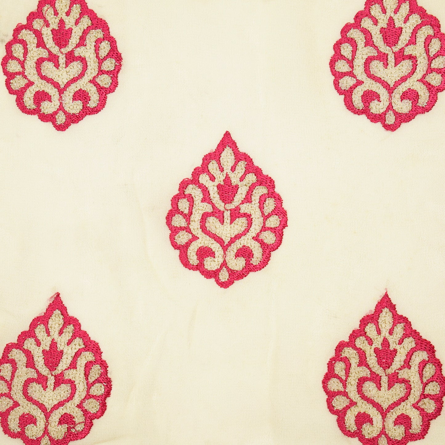 Zoya Cream Viscose Georgette Embroidered Fabric in Buta