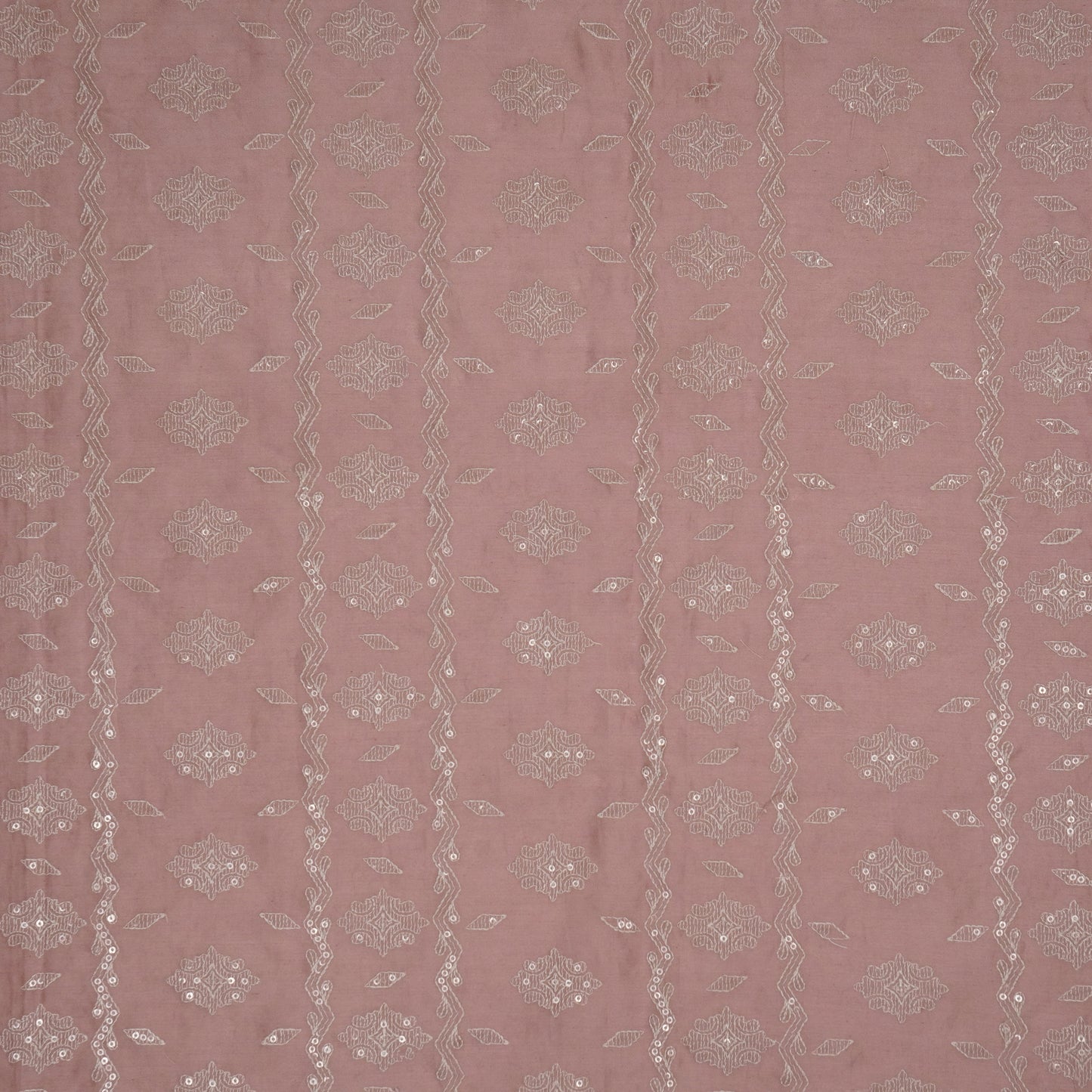 Shifa Onion Chanderi Embroidered Fabric in Jaal Pattern