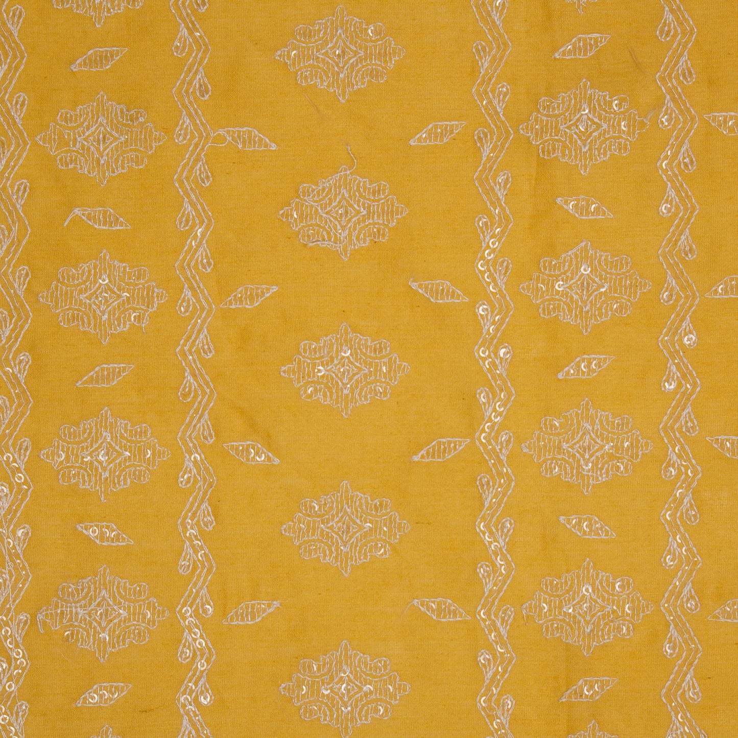 Shifa Gold Chanderi Embroidered Fabric in Jaal Pattern