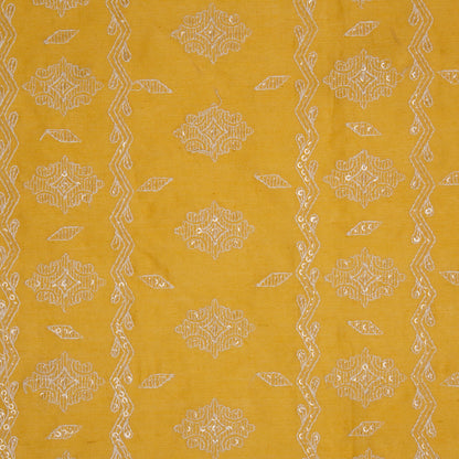 Shifa Gold Chanderi Embroidered Fabric in Jaal Pattern