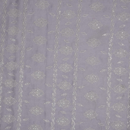 Shifa Mauve Chanderi Embroidered Fabric in Jaal Pattern