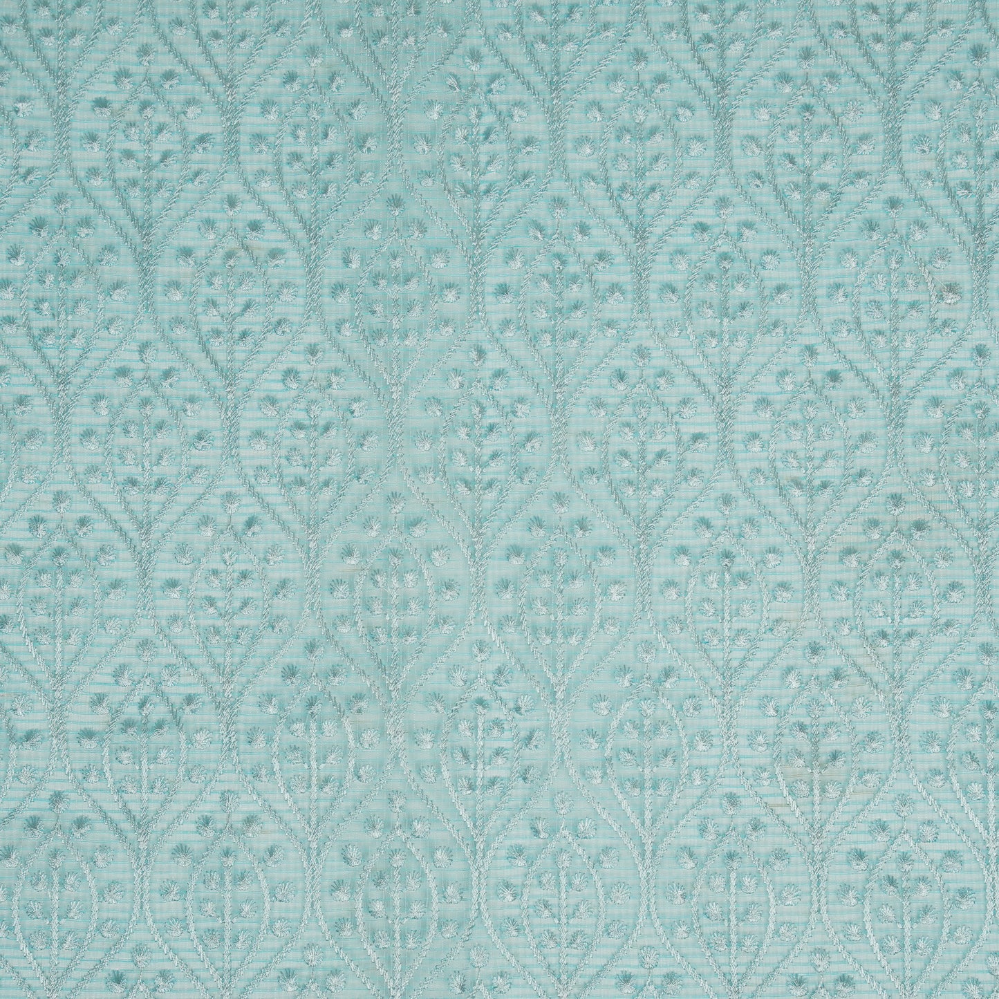 Laiba Turquoise Semi Munga Kota Embroidered Fabric in Jaal Pattern