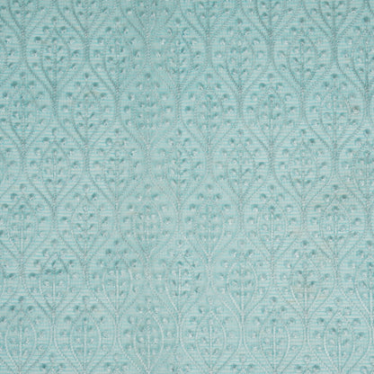 Laiba Turquoise Semi Munga Kota Embroidered Fabric in Jaal Pattern