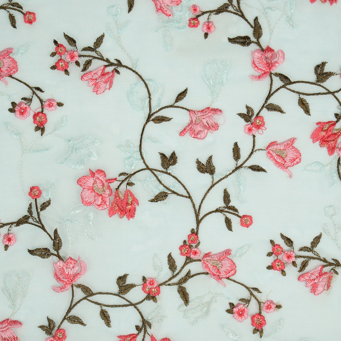 Fiza Sea Green Viscose Organza Embroidered Fabric in Jaal Pattern