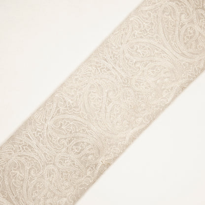 Ayan Ivory Chanderi Embroidered Fabric in Jaal Pattern