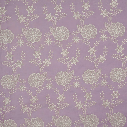 Waniya Lilac Mul Chanderi Embroidered Fabric in Jaal Pattern