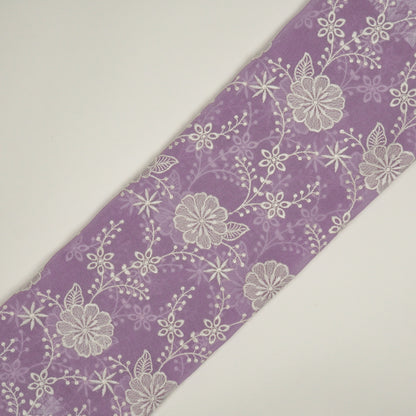 Waniya Lilac Mul Chanderi Embroidered Fabric in Jaal Pattern