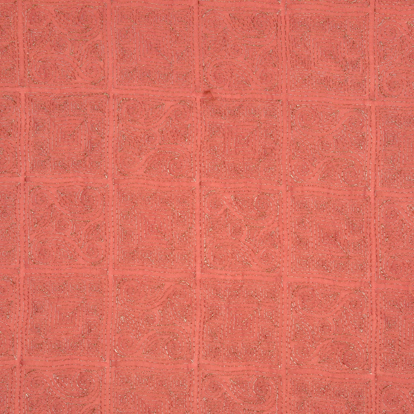 Habi Gajari Chanderi Embroidered Fabric in Jaal Pattern