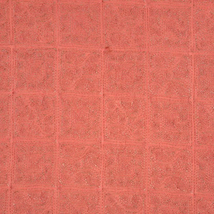 Habi Gajari Chanderi Embroidered Fabric in Jaal Pattern