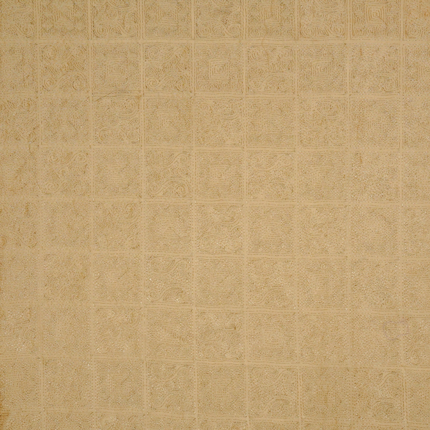 Habi Beige Chanderi Embroidered Fabric in Jaal Pattern