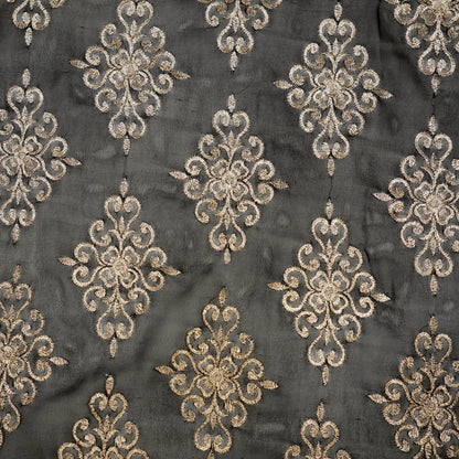 Urwi Black Viscose Georgette Embroidered Fabric in Buta