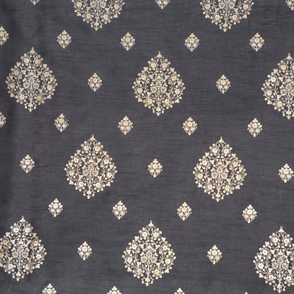 Laiqa Black Dola Silk Embroidered Fabric in Buta Buti Mixture Pattern