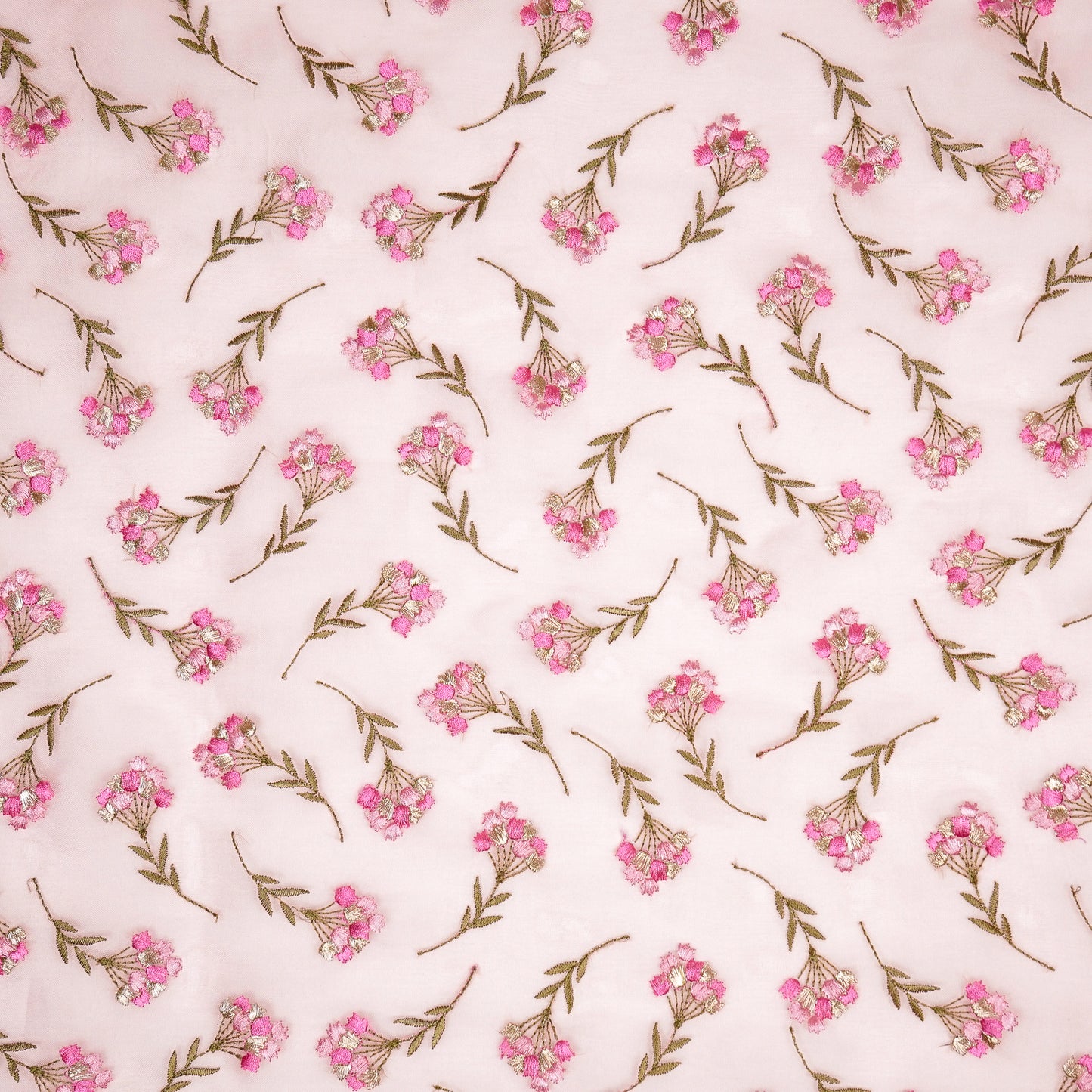 Rimsha Onion Pink Viscose Organza Embroidered Fabric in Jaal Pattern