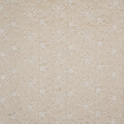 Vaanya White Chanderi Embroidered Fabric in Jaal Pattern