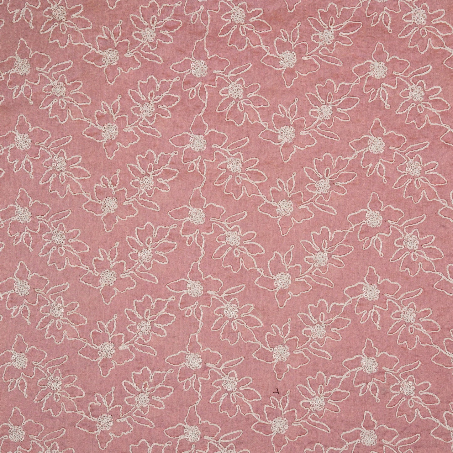 Vaanya Light Pink Chanderi Embroidered Fabric in Jaal Pattern