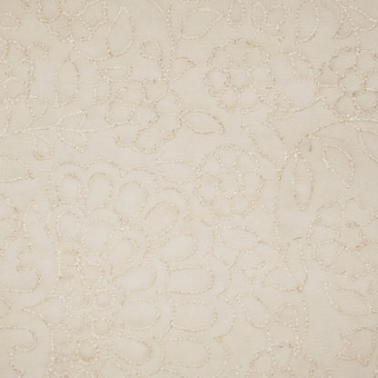 Taufiq Natural Ivory Chanderi Embroidered Fabric in Jaal Pattern