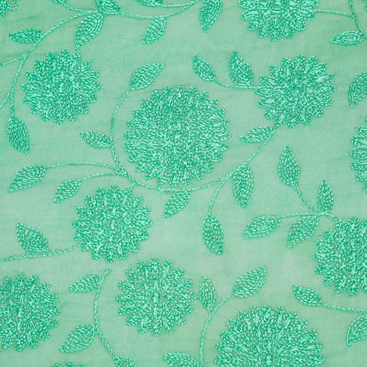 Manjari Turquoise Viscose Georgette Embroidered Fabric in Jaal Pattern