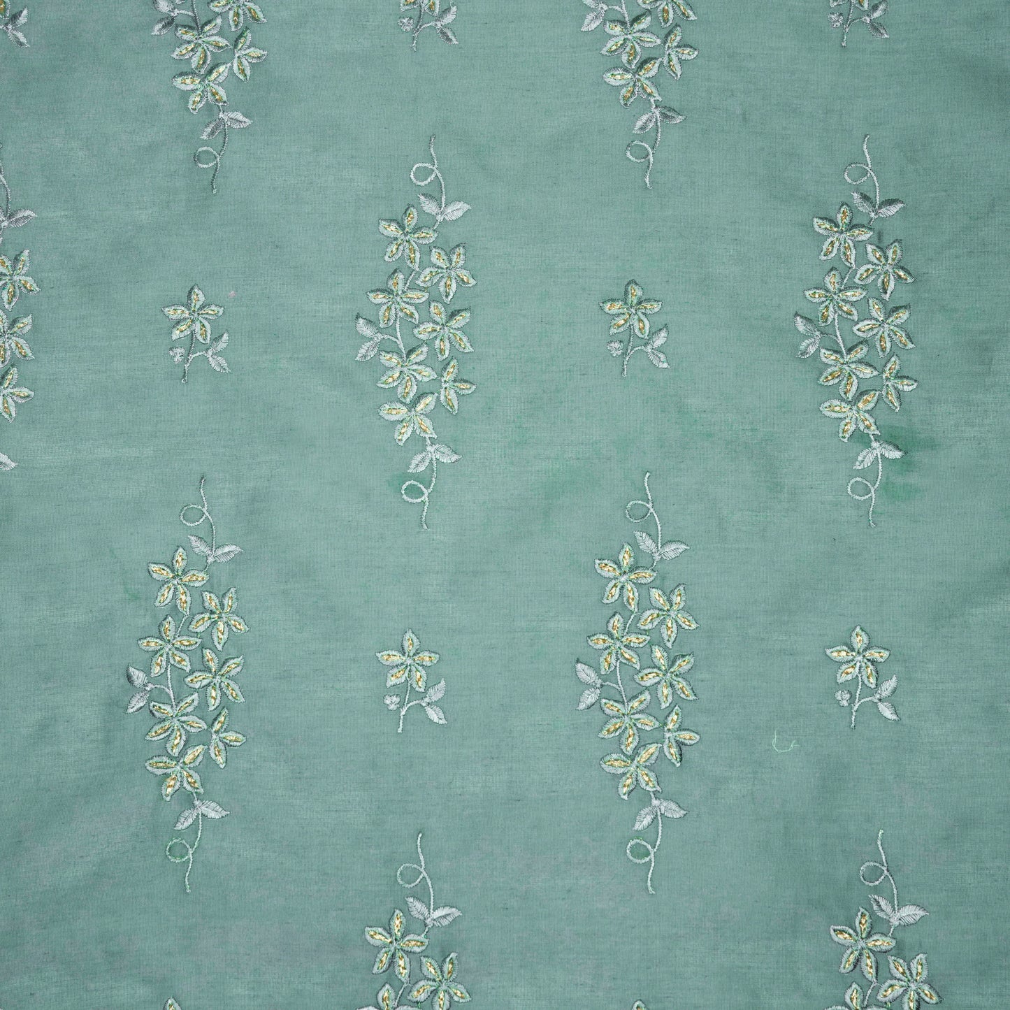 Afra Grey Chanderi Embroidered Fabric in Buta Buti Pattern