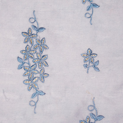 Afra Mauve Chanderi Embroidered Fabric in Buta Buti Pattern