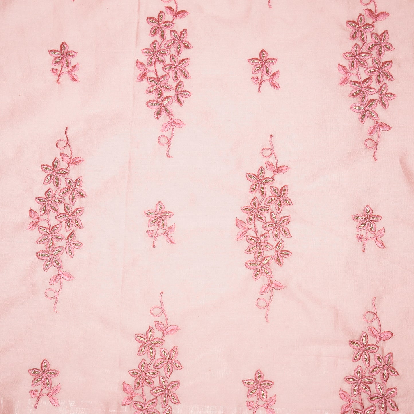 Afra Pink Chanderi Embroidered Fabric in Buta Buti Pattern