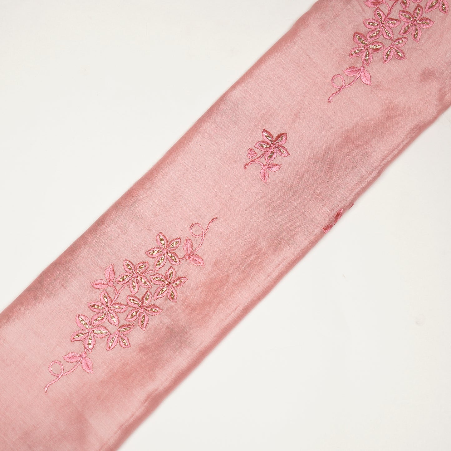 Afra Pink Chanderi Embroidered Fabric in Buta Buti Pattern