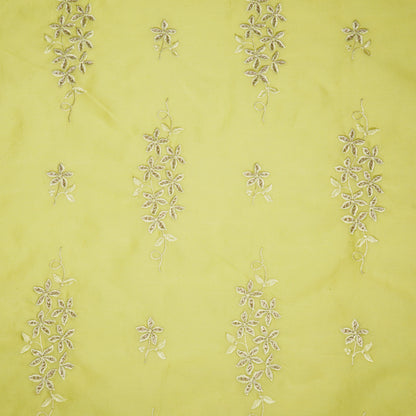 Afra Lemon Chanderi Embroidered Fabric in Buta Buti Pattern