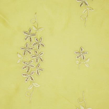 Afra Lemon Chanderi Embroidered Fabric in Buta Buti Pattern