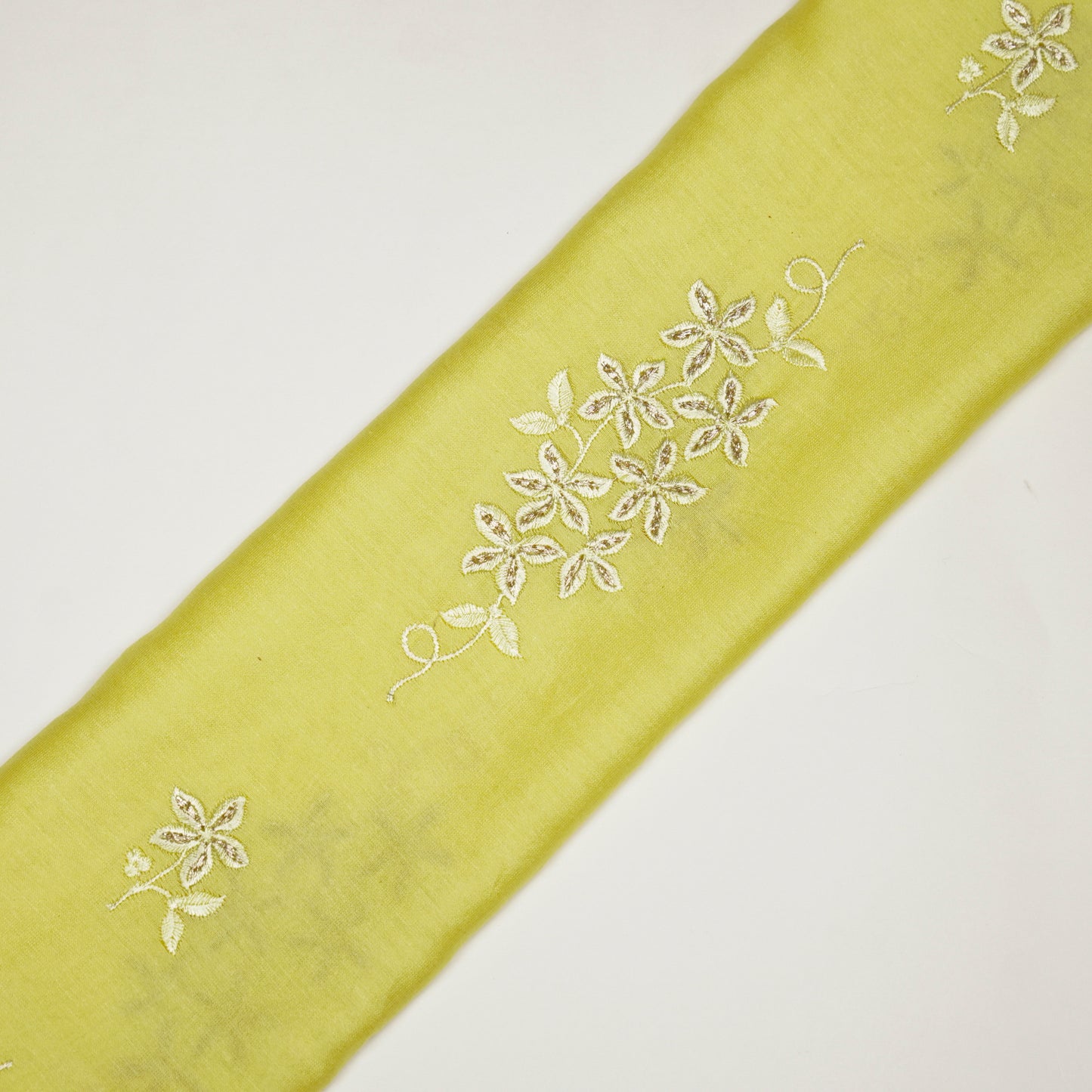 Afra Lemon Chanderi Embroidered Fabric in Buta Buti Pattern